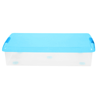 Короб для хранения IRIS THIN BOX 34л, прозрачный-голубой
