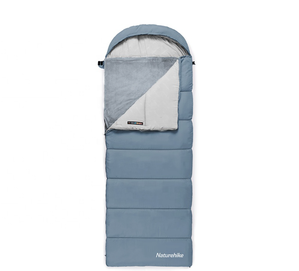 Мешок спальный Naturehike Envelope M400 с подогревом, (190+30)х80 см, (левый)(ТК: -1C), серо-голубой