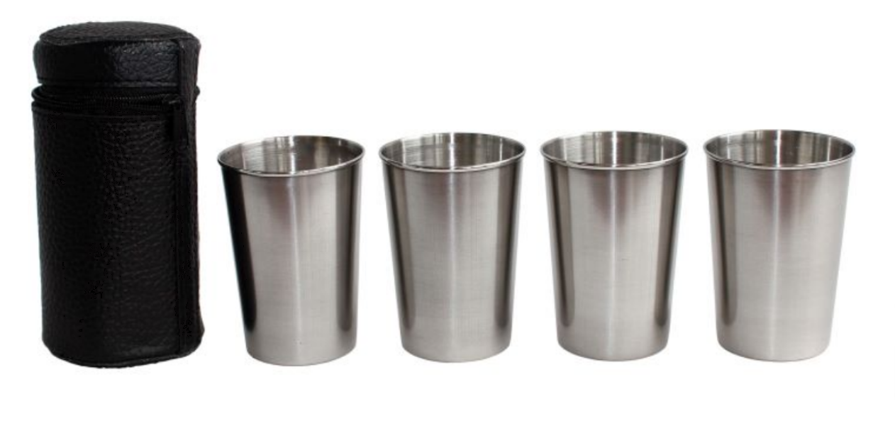 Набор стопок (4 шт.), в чехле, объём: 70 мл, нерж. сталь, Дружба
