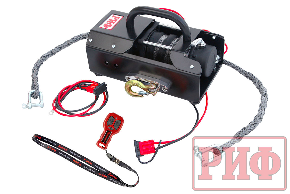 Лебёдка переносная РИФ 4500USR c малой площадкой, синтетический трос
