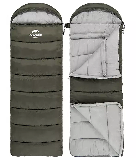 Мешок спальный Naturehike U150, 220х75 см, (ТК: +11C), (правый), темно-зеленый