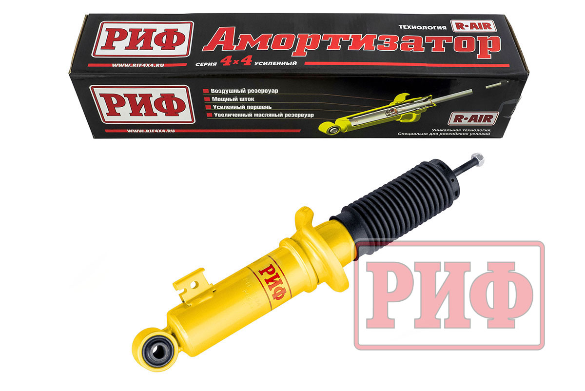 Амортизатор усиленный РИФ передний Mitsubishi L200 2005-2023, Pajero Sport II, III 2009+ штатный и лифт 0-40 мм