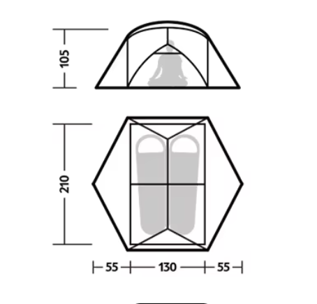 3 Палатка Naturehike Mongar UL 2-местная, алюминиевый каркас, сверхлегкая, серая