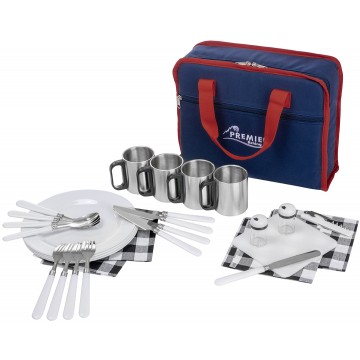 Набор для пикника PREMIER на 4 персоны (синий/красный)