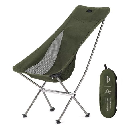 Кресло туристическое Naturehike YL06 складное, высокая спинка, до 150 кг, зеленое