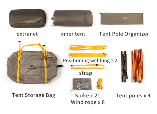 Палатка Naturehike KOTA 6, 6-местная, алюминиевый каркас, серо-коричневая