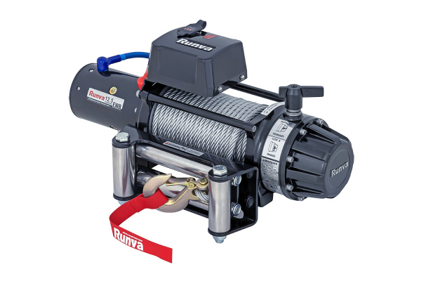 Лебёдка электрическая 12V Runva 12500 lbs 5670 кг влагозащищенная, стальной трос
