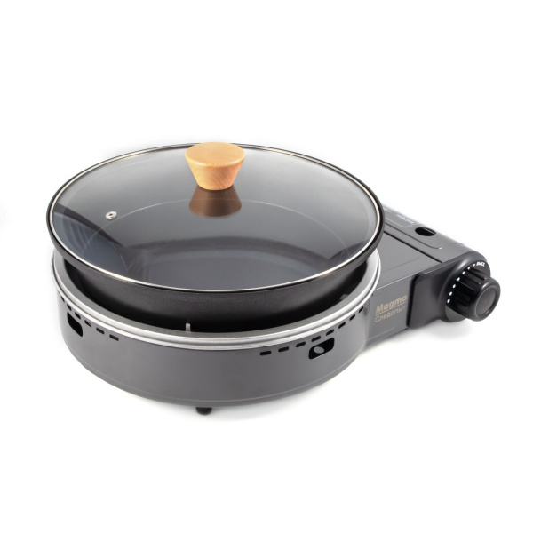 Плита газовая портативная СЛЕДОПЫТ "Magma" со сковородой и крышкой, диаметр 26 см