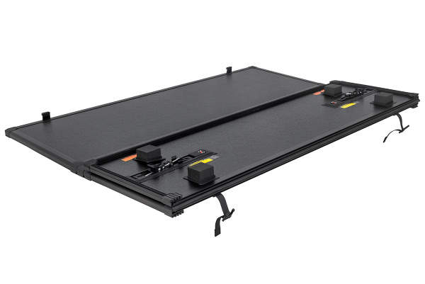 Крышка кузова РИФ для Mitsubishi L200 2015-2023, трёхсекционная 1545х1600/1550 мм, алюминиевая, черная