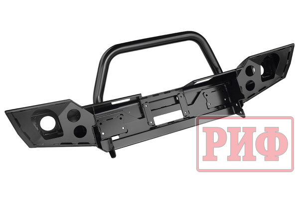 Бампер РИФ силовой передний Jeep Wrangler JK 2007-2018 с доп. фарами и центральной защитной дугой
