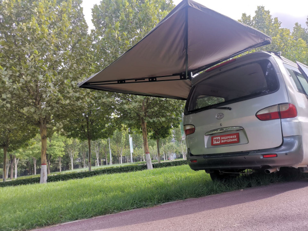 Маркиза автомобильная РИФ веерная, безопорная 2,3х2 м (левая), серая