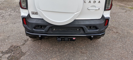 Бампер РИФ силовой задний/защита штатного бампера Lada Niva Travel с возможностью установки фаркопа