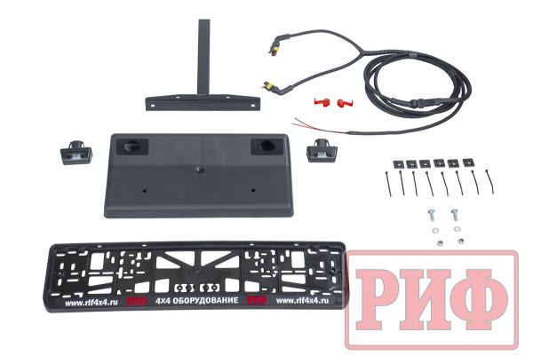 Бампер РИФ силовой задний Mitsubishi Pajero Sport 2009-2015 с квадратом под фаркоп, калиткой, фонарями, подсветкой номера