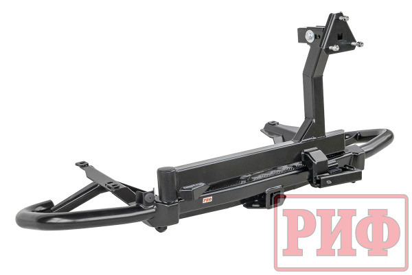 Бампер задний силовой/защита штатного бампера РИФ Toyota Land Cruiser Prado 120 c квадратом под фаркоп, калиткой, подсветкой номера