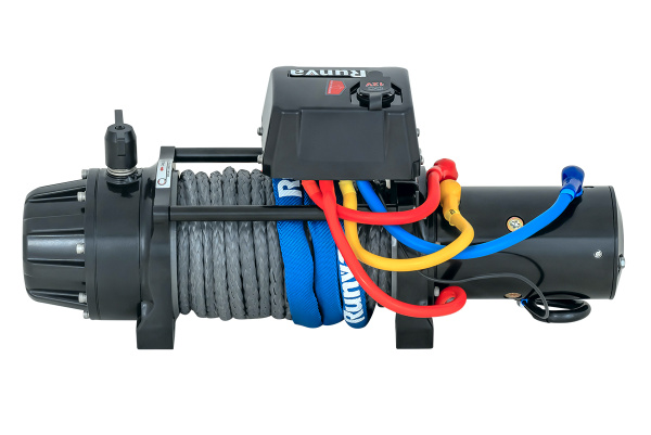 Лебёдка электрическая 12V Runva 12500 lbs 5670 кг (влагозащищенная) синтетический трос