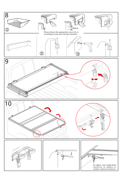 Крышка кузова РИФ для JAC T8, трёхсекционная 1590х1600 мм, алюминиевая, черная