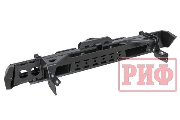 Бампер РИФ силовой задний Isuzu D-MAX (2012-2021) с квадратом под фаркоп и фонарями, стандарт