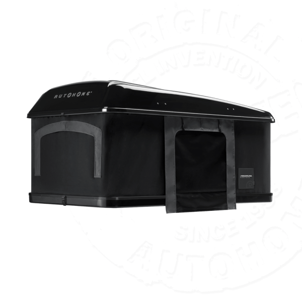 Палатка на крышу автомобиля AUTOHOME MAGGIOLINA GRAND TOUR LARGE 360 BLACK STORM, чёрный тент, лестница 215 мм