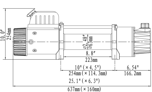 Лебёдка электрическая двухскоростная 12V Runva EWD12000U 5443 кг