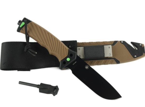 2 Нож туристический GANZO, длина 243 мм, сталь 8CR13, коричневый, с паракордом, в ножнах