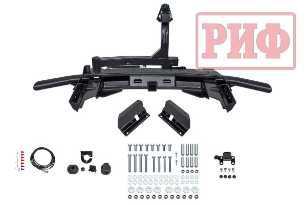 Бампер РИФ силовой задний Renault Duster 2015-2020 c квадратом под фаркоп и калиткой