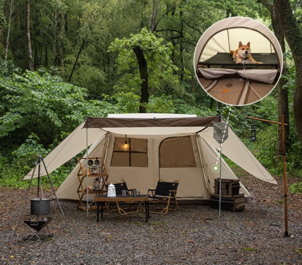 Палатка Naturehike Village 5.0 4-местная, алюминиевый каркас, снежная юбка, бежевая