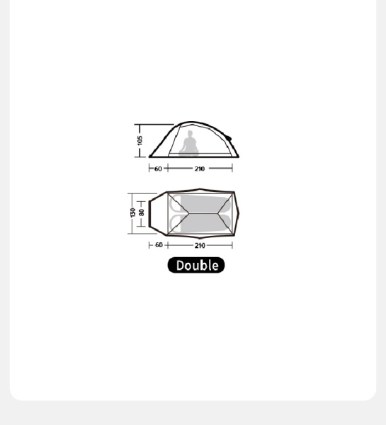 Палатка Naturehike Cloud Up Base 2-местная, алюминиевый каркас, зеленая
