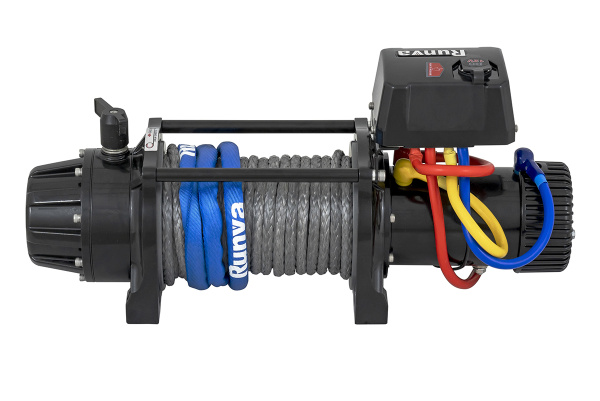 Лебёдка электрическая 12V Runva 13500 lbs 6136 кг влагозащищенная, синтетический трос