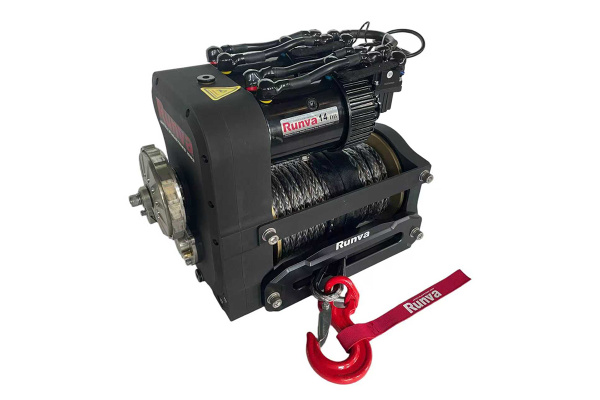 Лебёдка автомобильная электрическая 12V Runva 14000 lbs 6350 кг двухмоторная (синтетический трос)