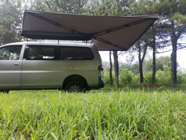 Маркиза автомобильная РИФ веерная, безопорная 2,3х2 м (левая), серая