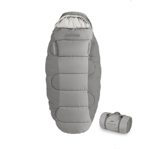 1 Мешок спальный Naturehike Oval PS200, 220х95 см, (правый) (ТК: +9°C), серый