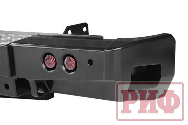 Бампер РИФ задний Toyota Tundra 2007+ с площадкой под лебёдку, квадратом под фаркоп и фонарями