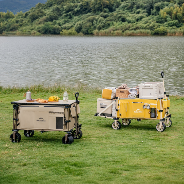 Тележка туристическая Naturehike Rubiks Cube 142/101х66х107 см, 185+90 л, бежевая