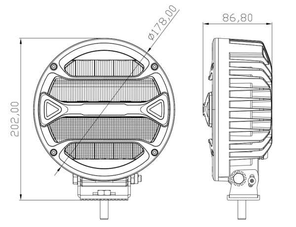 Светодиодная фара водительского света РИФ 178 мм 90W LED