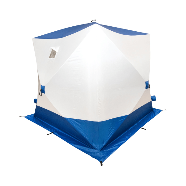 Палатка зимняя куб СЛЕДОПЫТ, 2,15х2,15 м, 3 слоя, синий/белый