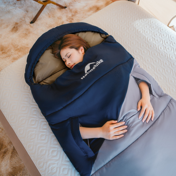 Мешок спальный Naturehike Sunny Day PL02 U250, (190+30)х80 см, (левый) (ТК: +8C), серо-голубой