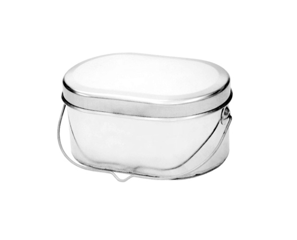 Котелок туристический 1,3 л., низкий,  нержавеющая сталь, крышка с ручками