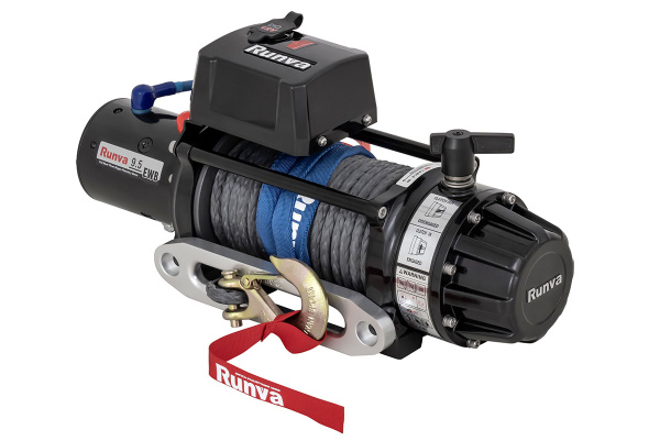 Лебёдка электрическая 12V Runva 9500 lbs 4350 кг влагозащищенная, синтетический трос