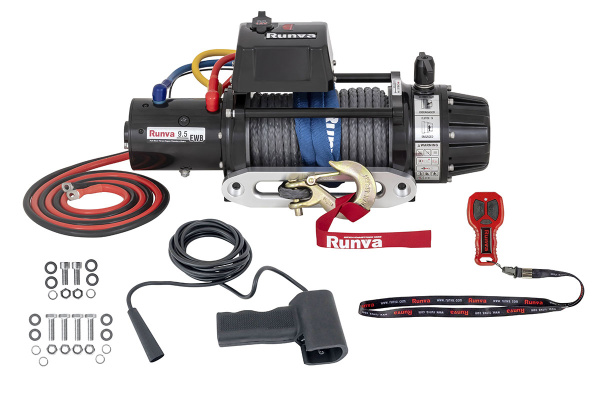 Лебёдка автомобильная электрическая 12V Runva EWB9500SSR 4350 кг влагозащищенная, синтетический трос