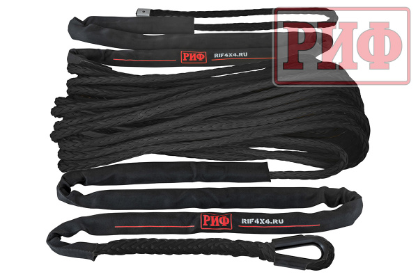 Трос для лебёдки синтетический РИФ 12 мм/26 м, черный