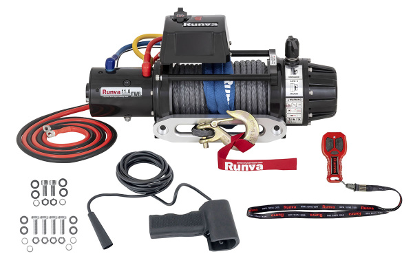 Лебёдка электрическая 12V Runva 11000 lbs 5000 кг (влагозащищенная) синтетический трос