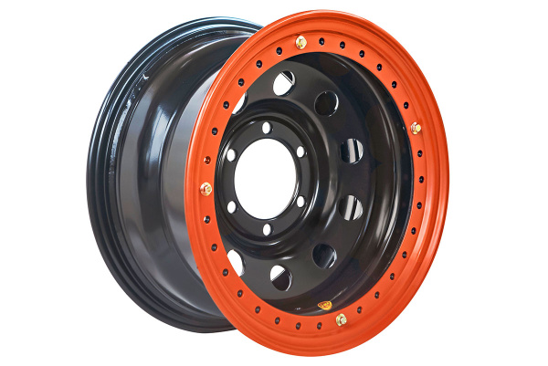 Диск усиленный стальной черный 6x139,7 8xR16 d110 ET-19 с бедлоком (оранжевый)