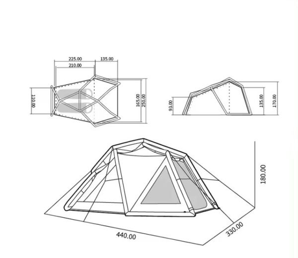 13 Палатка Naturehike Lingfeng Air 7.3 2-местная, быстросборная, надувной каркас, бело-голубая
