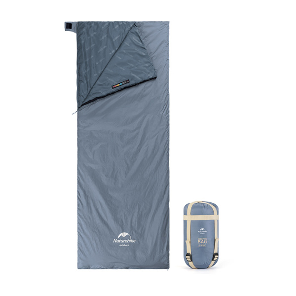 Мешок спальный Naturehike LW180, 190х75 см, (ТК: +15C), серо-голубой
