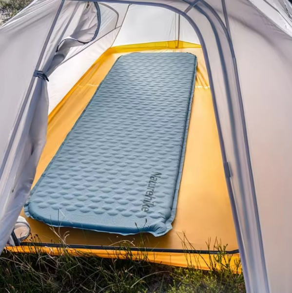 Коврик самонадувающийся Naturehike, 196x65x3,5 см, увеличенный, светло-синий