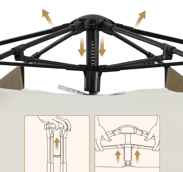 2 Палатка Naturehike Hexagonal 3-4-местная, автоматическая, хаки (бежевая)