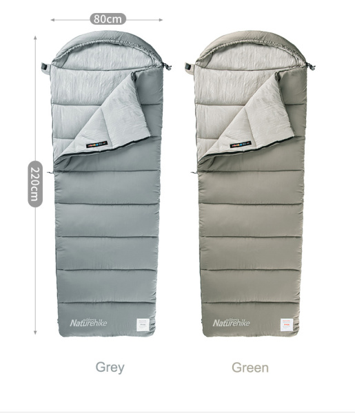 3 Мешок спальный Naturehike Evenlope M400, (190+30)х75 см, (правый) (ТК: +1°C), серый