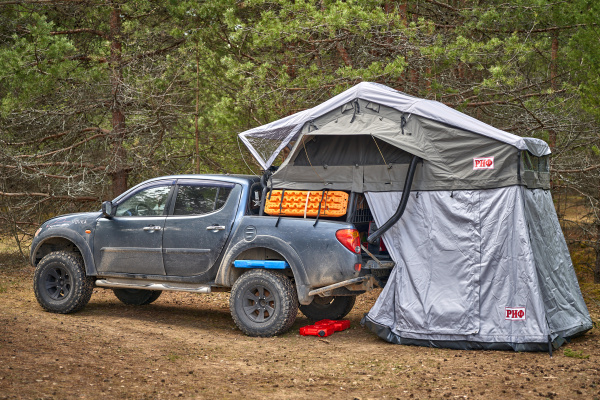 Палатка на крышу автомобиля РИФ Soft RT02-120, тент серый, 400 гр., 120х240х115