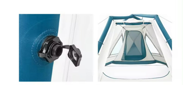 11 Палатка Naturehike Lingfeng Air 7.3 2-местная, быстросборная, надувной каркас, бело-голубая