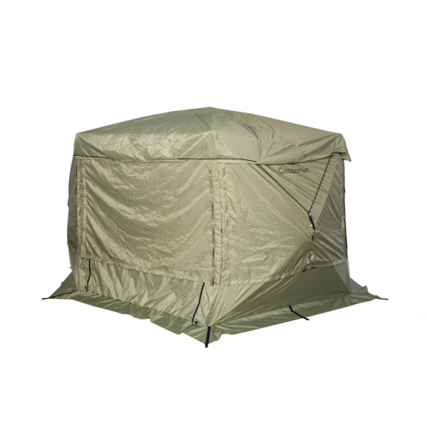 Шатер "СЛЕДОПЫТ" быстросборный, 6 стен, 3,35х3,85 м, h-2,25 м, S по полу 9,3 кв.м ОЛИВА